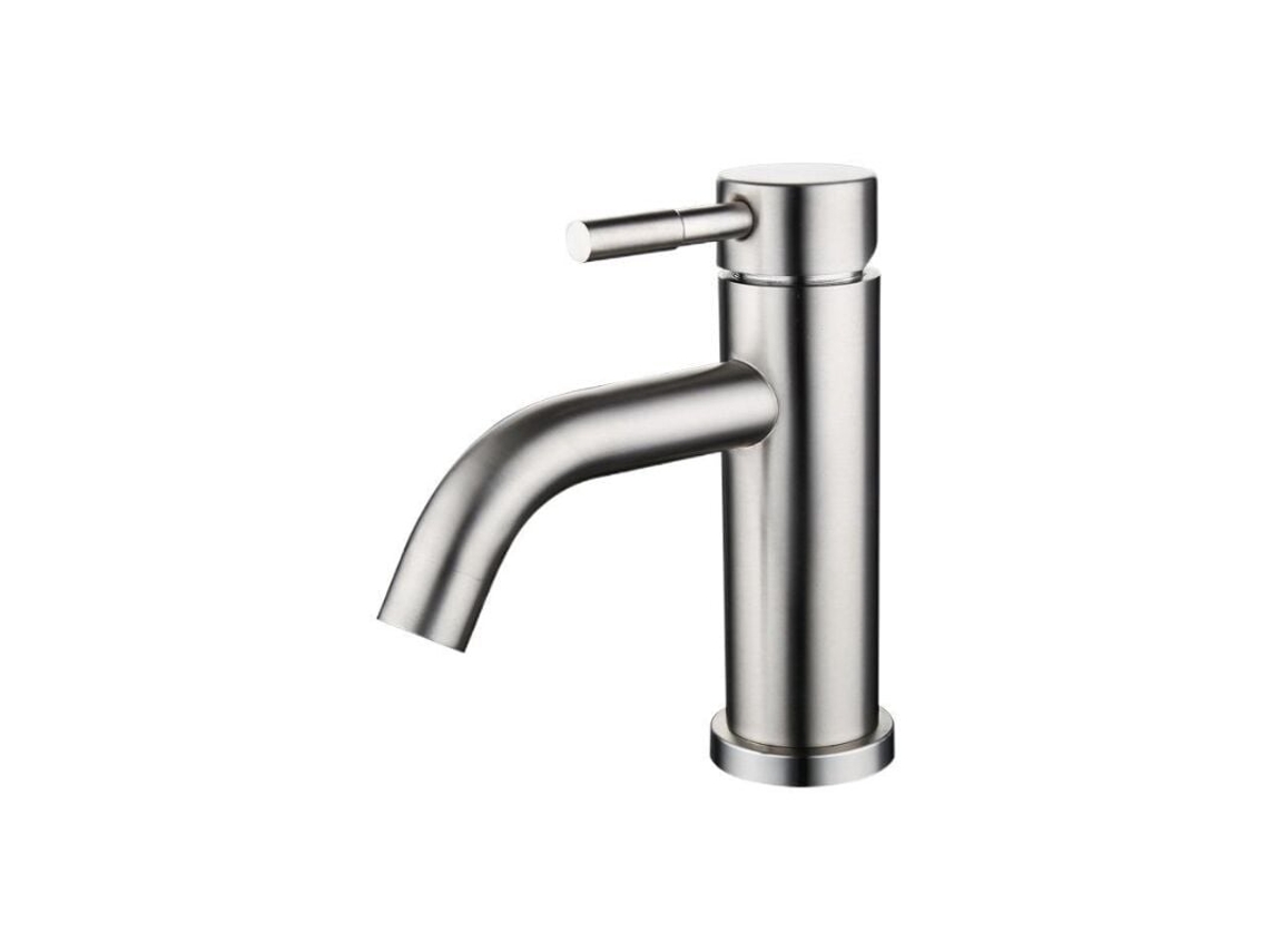 JILLIOPER Grifo mezclador para lavabo en acero inoxidable cepillado mate