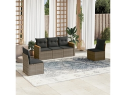 Juego De Sofás Jardín Con Cojines 5 Uds | Mueble De Jardín Ratán Sintético Gris