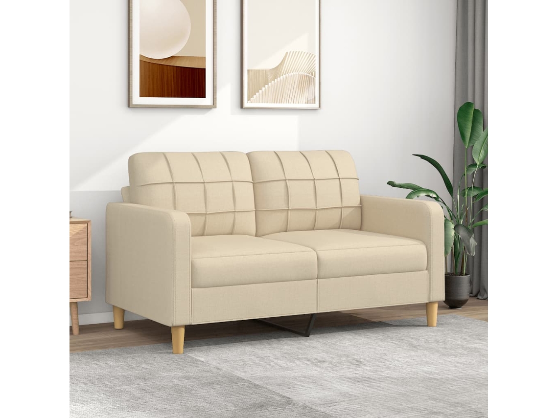 Sofá De 2 Plazas De Tela Color Crema 140 Cm