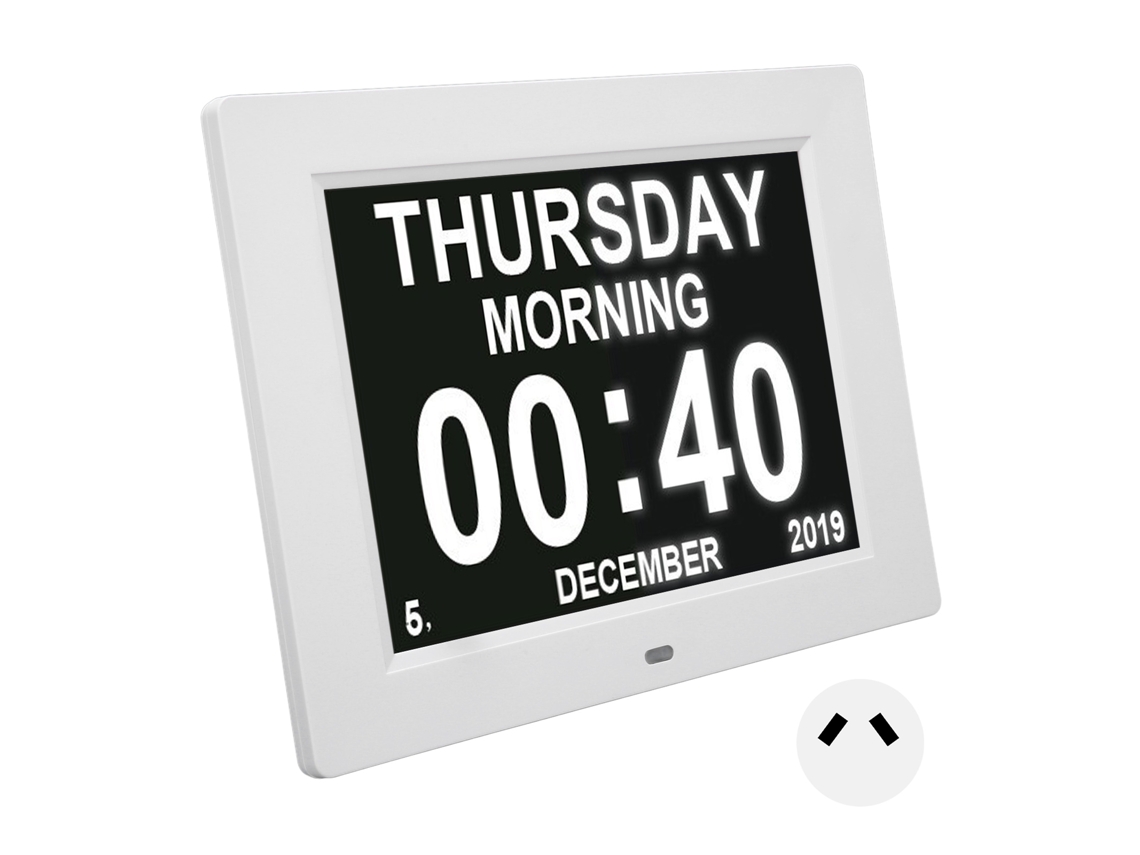 Reloj De Calendario Digital De 8 Pulgadas Con 3 Recordatorios De Medicación, 5 Alarmas Y Enchufe Au