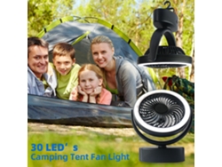 Linterna De Camping Recargable Con Viento, Lámpara Portátil Para Tienda De Campaña Con Gancho, 30 Led.