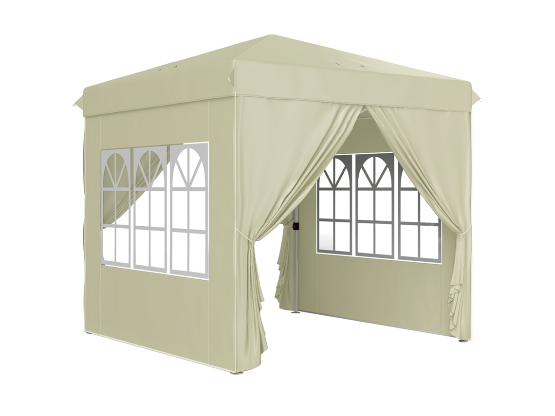 Pabellón De 2,5 X 2,5 M, Impermeable, Con Protección Uv50+, Color Blanco Crema.