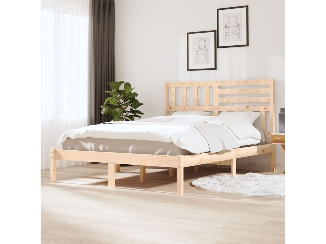 Estructura De Cama Sin Colchón Madera Maciza De Pino 120x190 Cm