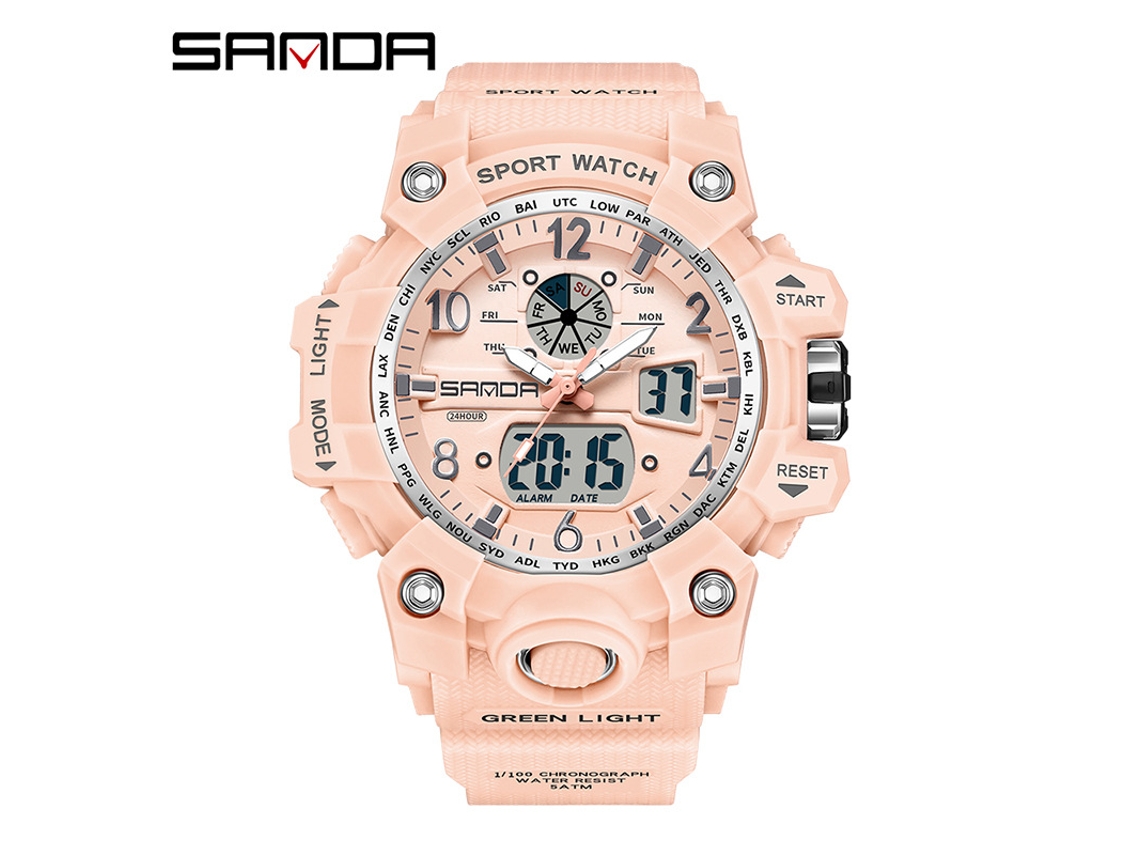 Reloj Electrónico De Moda (rosa Flor De Cerezo para Mujer) Con Acabado Luminoso, Resistente Al Agua, A Prueba De Golpes Y Con Alarma.