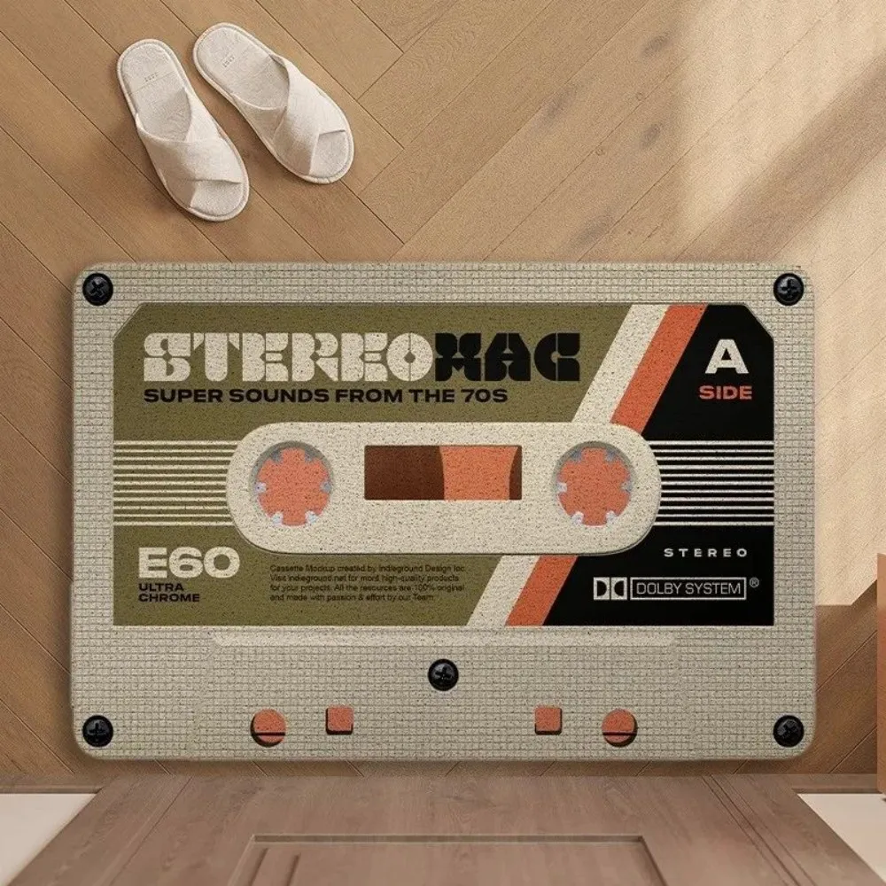 (estilo 2 50x80cm) Alfombra Con Patrón De Cinta De Casete Retro, Diseño Antideslizante