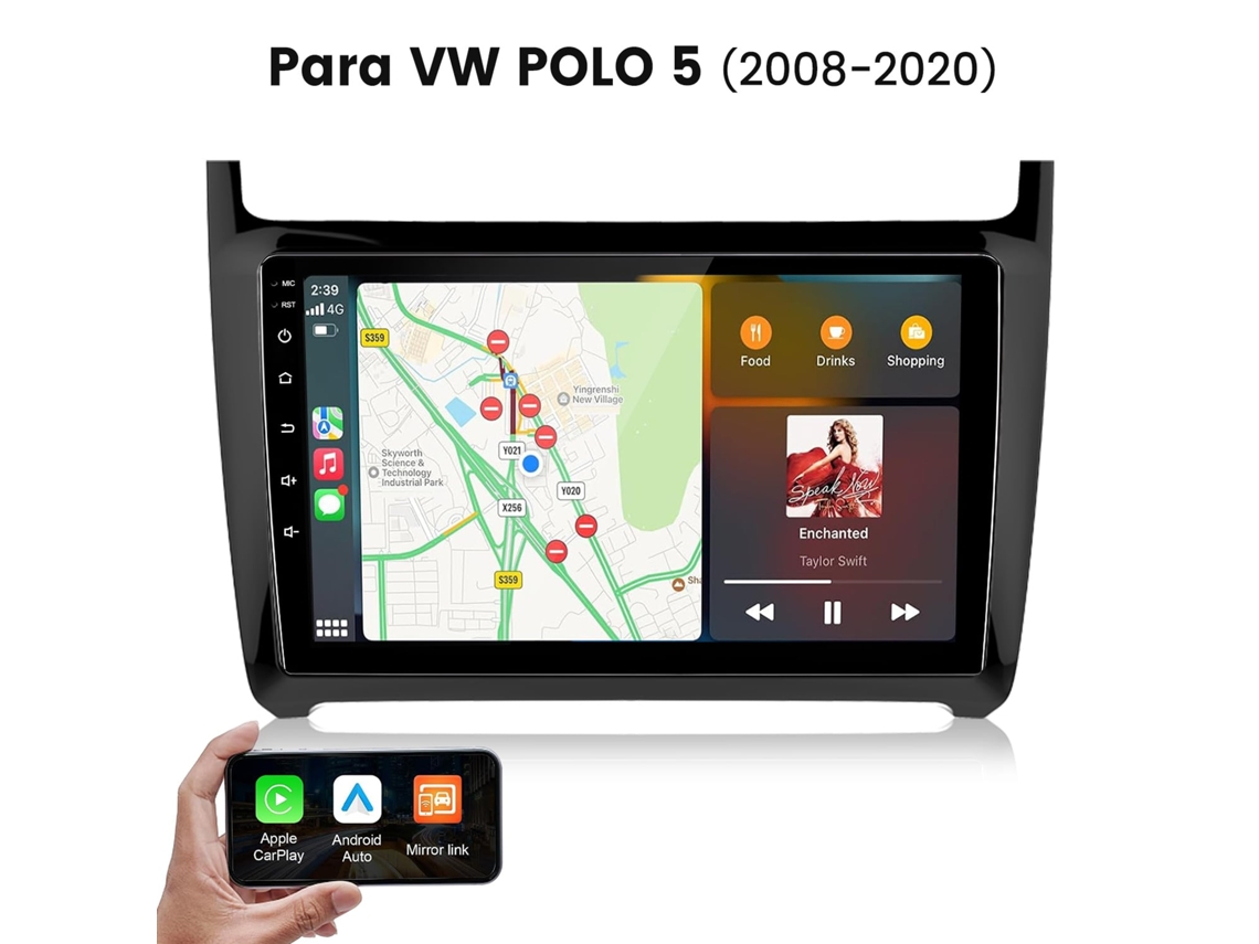 Autorradio Hexinex 2 Din Con Linux, Carplay, Android Auto Y Pantalla De 9 Pulgadas Para Vw Polo 5 2008-2020