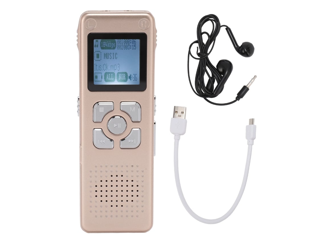 Grabadora De Voz Digital Con Reducción De Ruido, Micrófonos Duales, Activación Por Voz Y Grabadora Mp3 De 8 Gb.