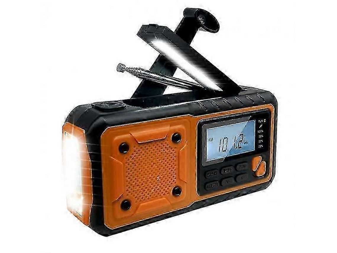 Nueva radio de emergencia, radio con manivela solar y batería externa de 4000 mAh, AM/FM/WB/NOAA y radio portátil de alerta meteorológica GOKOCO