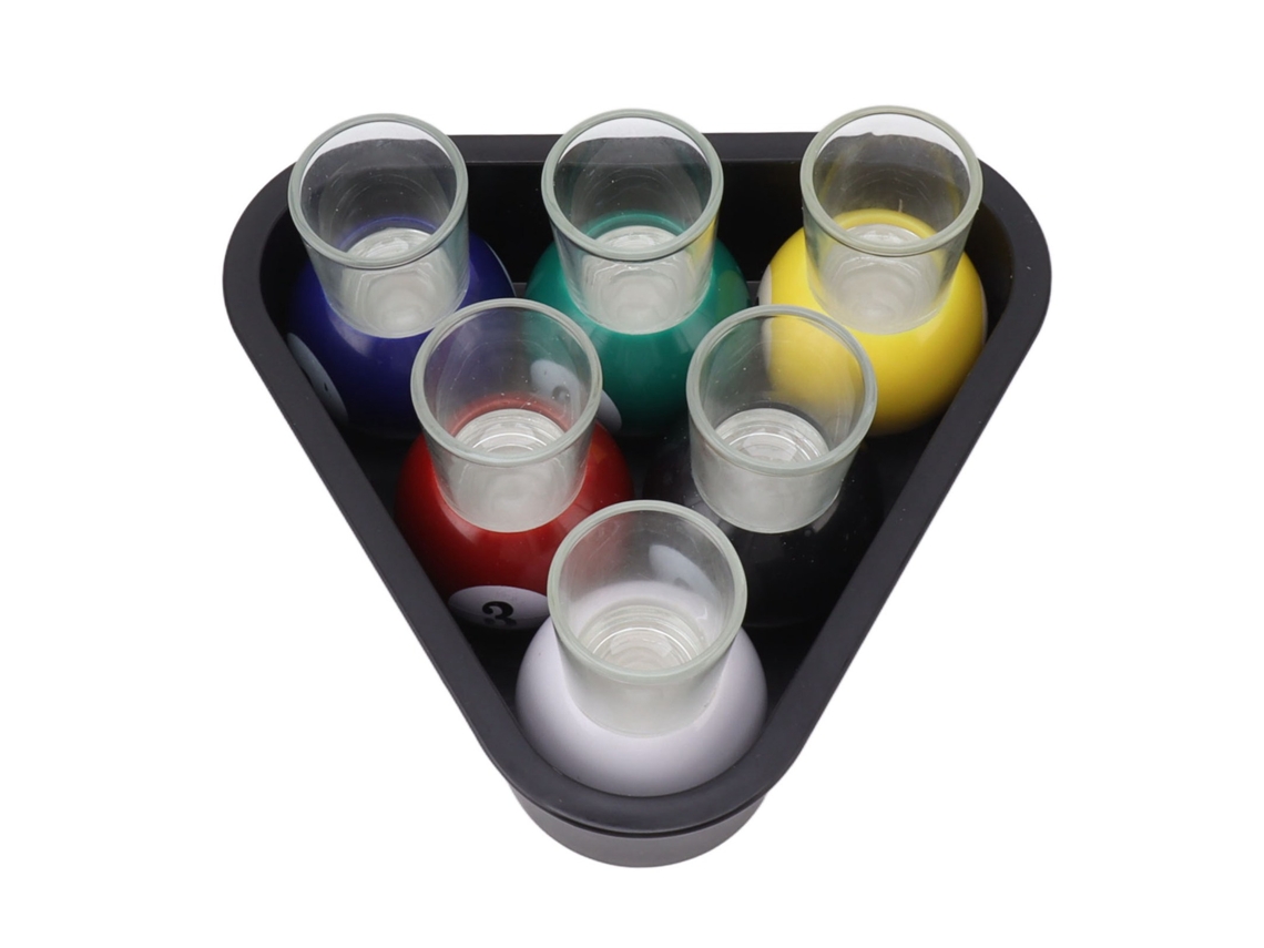 Set De 6 Vasos Shot De Billar Bolas De Pool Multicolor Para Reuniones En Bar
