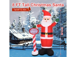 Figura inflable de Papá Noel, de 2,4 m de altura, con luces navideñas.