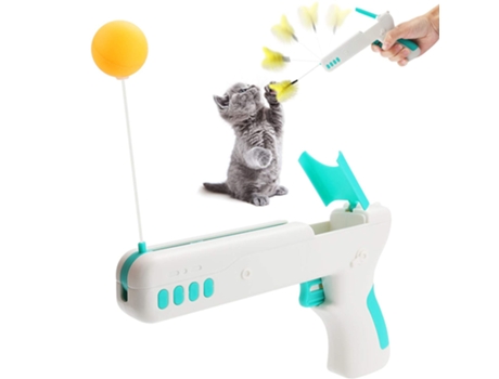 Rompecabezas de juguete interactivo para gatos, pistola interactiva de rebote para gatos, juguete interactivo de felpa, azul ZMDECQNA