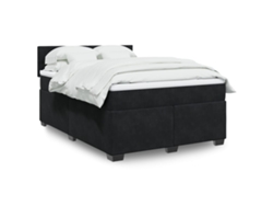 Cama Box Spring Con Colchón Terciopelo Negro 140x200 Cm