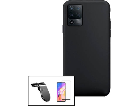 Carcasa + Protector + Soporte Oppo A94 PHONECARE Silicona Líquida Negro