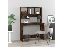 Escritorio | Mesa | Escritorio con estantes fabricado en madera de roble ahumado