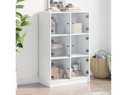 Aparador Alto Con Puertas Madera Ingeniería Blanco 68x37x109 Cm