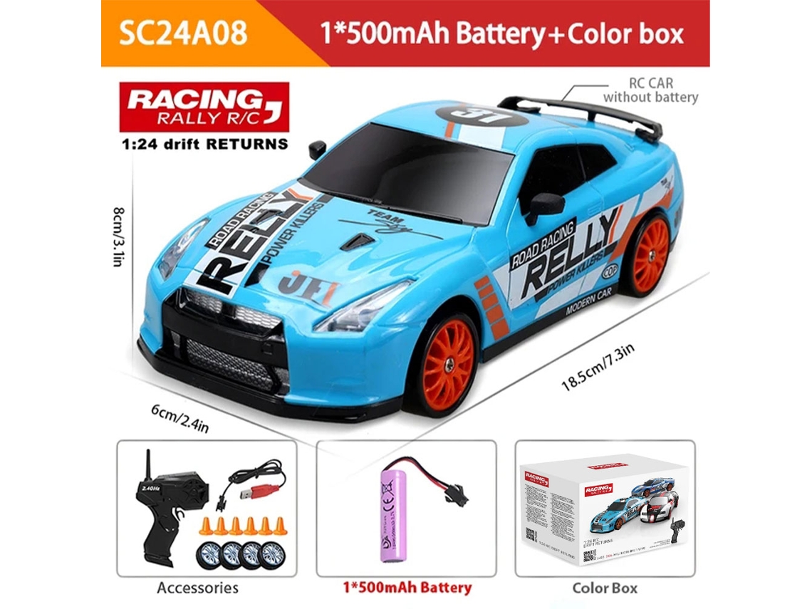 Coche de derrape RC 1/24 2.4G de alta velocidad 4x4 Ae86 con luz LED Aeuzwr