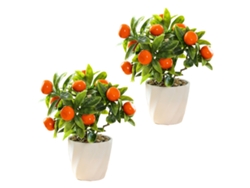 Árbol frutal artificial de Baok en una maceta pequeña, que simula un elemento decorativo.