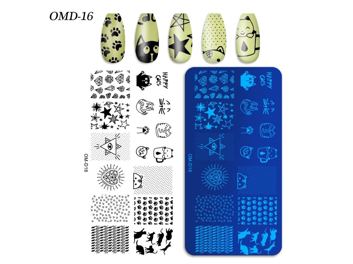 Placas de transferencia de uñas, 3 piezas rectangulares esom-d16