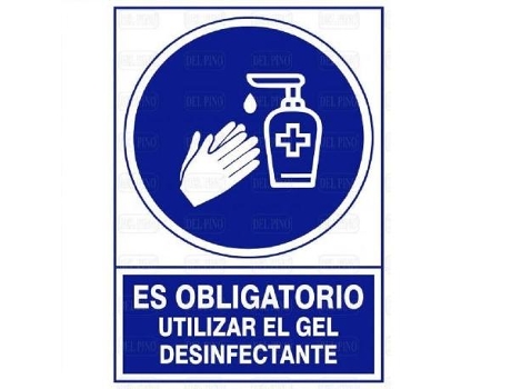 Señal 1610 plástico 345x245 es obligatorio utilizar el gel desinfectante