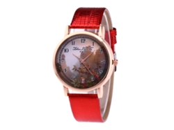 Reloj De Pulsera De Cuarzo Para Mujer Zhoulianfa, Correa De Poliuretano, Esfera Redonda Roja.