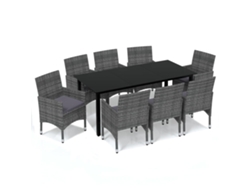 Maison Exclusive - Set De Muebles Jardín 9 Pzas Con Cojines Ratán Sintético Gris
