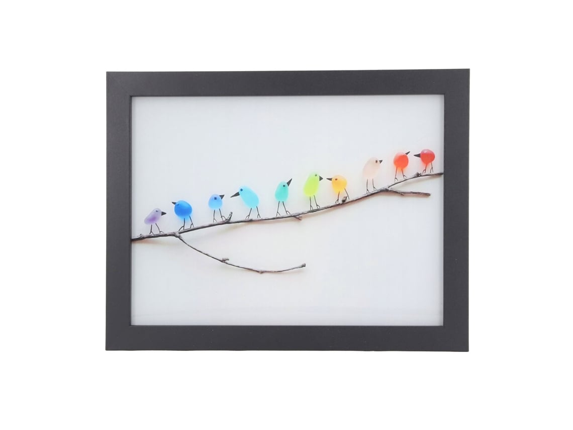 2026-marco De Fotos Negro Con Vidrio De Mar Y Pájaros Decorativo Resistente Multifuncional Para Sala De Estar Y Dormitorio