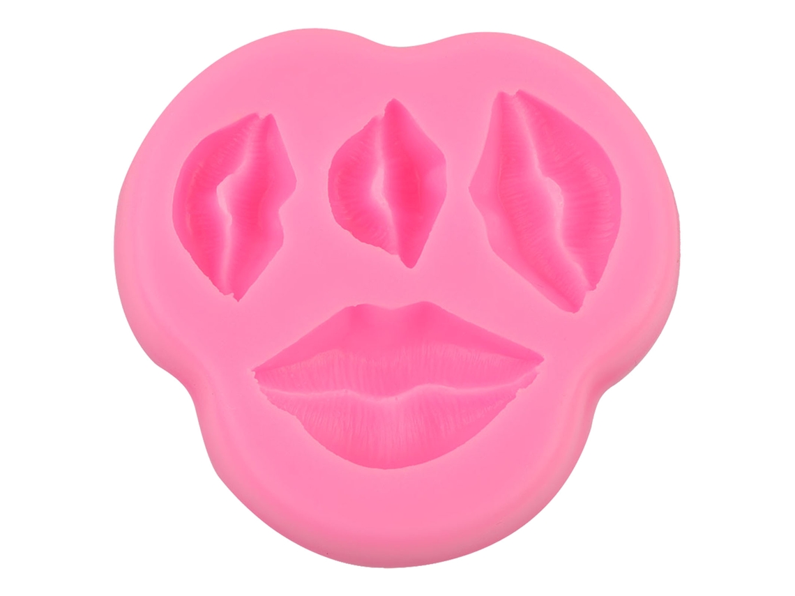 Moldes de silicona para tartas con forma de labios para fiestas, color rosa, ideales para manualidades.