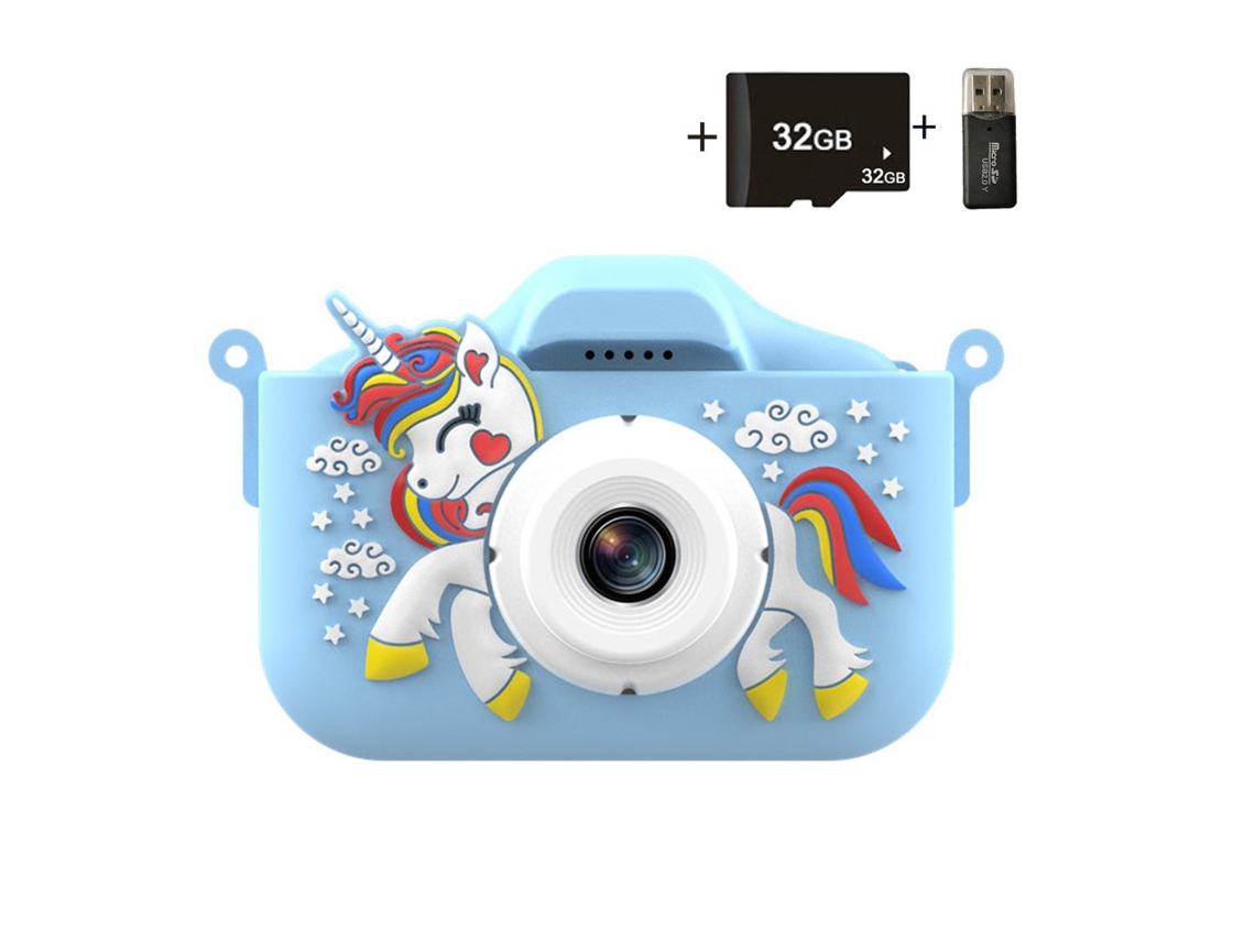 Cámara infantil Gertiz Unicorn de 4800 W con doble cámara para niños de 3 a 8 años, 32 g, color azul