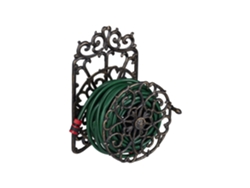 Relaxdays Enrollador De Manguera, Para Pared, Giratorio, Carrete, Hierro Fundido, 52x33x31 Cm, 1 Ud., Negro-dorado