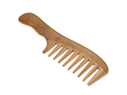 Peine De Madera De Sándalo Verde Natural Artesanal Peine De Dientes Anchos Para Cuidado Capilar Y Masaje