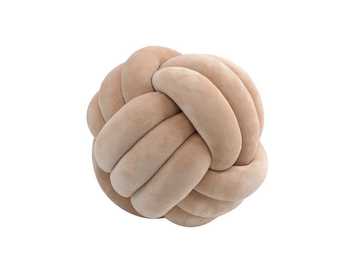 Rebe-almohada Redonda Nudo Suave De Tela Plush Relleno Algodón Pp Decoración Hogar 7.9x7.9in Beige