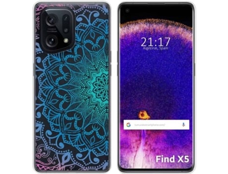 Carcasa para Oppo Find X5 5G TUMUNDOSMARTPHONE Dibujos Transparente Mandala Multicolor