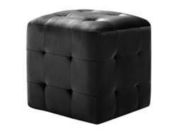 Mesita de Noche Madera Terciopelo Negro (30x30x30cm)