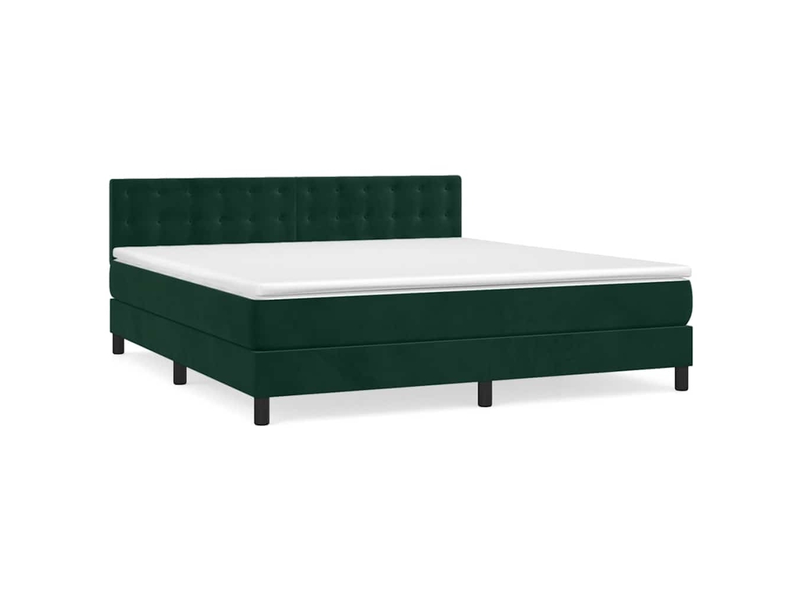Maison Exclusive - Cama Box Spring Con Colchón Terciopelo Verde Oscuro 160x200 Cm