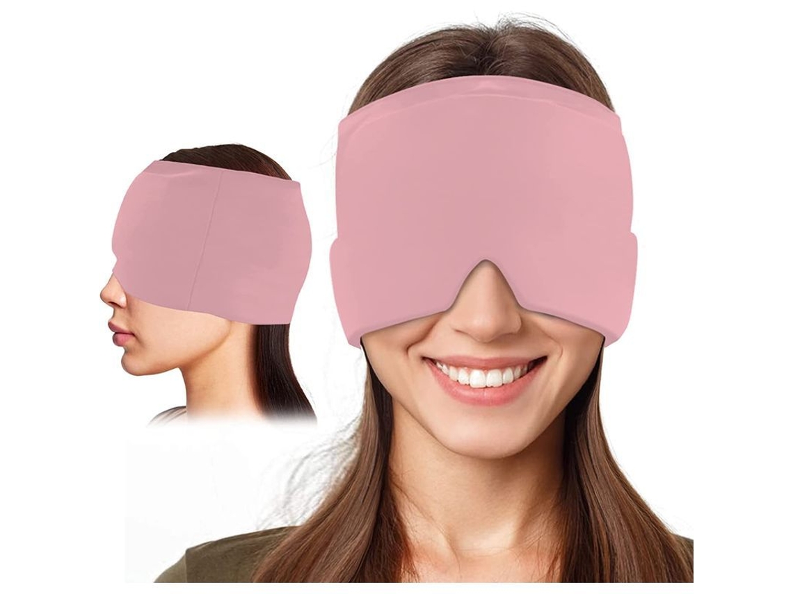 Gorro Rosa Para Aliviar La Migraña, Mascarilla Reutilizable Con Gel Para La Sinusitis Y El Estrés.