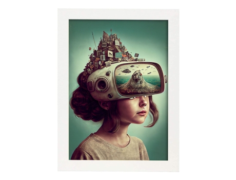 NACNIC Poster Proyector Mental En Estilo Surrealismo Cinematográfico Ilustraciones Y Grabados De Historieta Abstracta Y Artística A4 Marcos Blancos