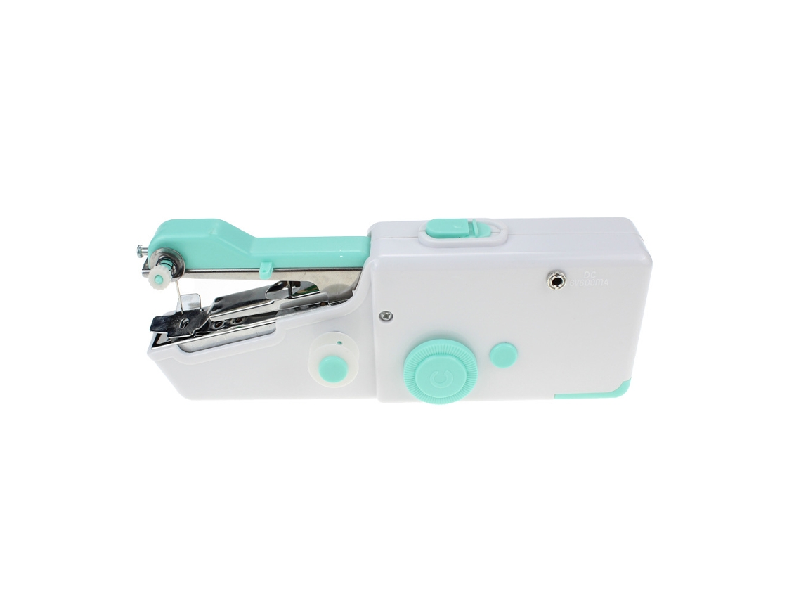 Mini máquina de coser portátil, ideal para costura rápida y bricolaje en casa, color azul marino de viaje.