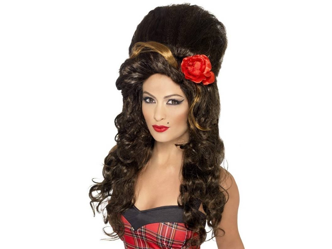 Peluca DISFRAZZES Gran Colmena De Amy Winehouse Castaña Con Flor (Talla: Talla Universal)