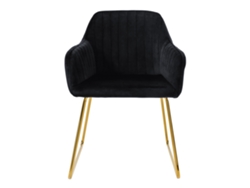 Conjunto de 2 Cadeiras de Jantar com Encosto Estofo em Veludo Preto e Pernas em Metal ML-DESIGN