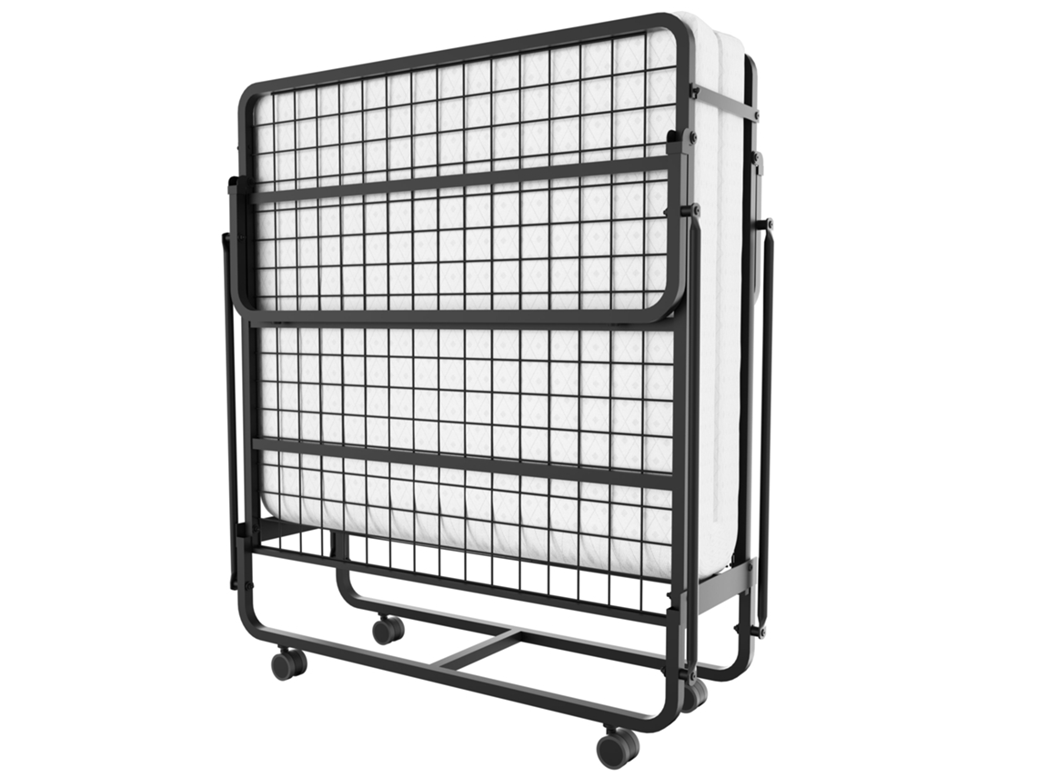 Lit Pliant 1 Personne 90x190 Cm Avc Colchón En Mousse De 10 Cm, Charge 300 Kg