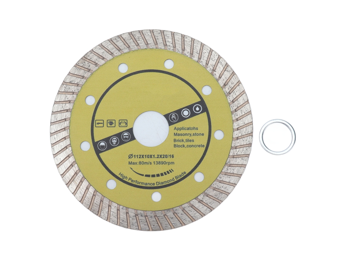 Lâmina De Serra Diamante De Borda Contínua 58d 112mm Para Corte De Cerâmica, Tijolo, Granito E Concreto