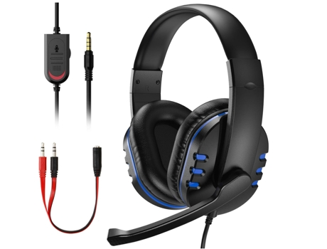 Auriculares para juegos para Ps-4 Ps-5, auriculares Xbox One con cable de 3,5 mm y micrófono (negro) CHRONUS