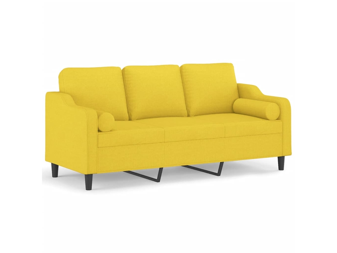 Maison Exclusive - Sofá De 3 Plazas Con Cojines Tela Amarillo Claro 180 Cm