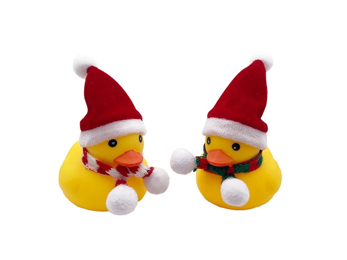 Pato Navideño Amarillo Con Gorro Y Bufanda, Adornos Para El Salpicadero Del Coche, Regalos