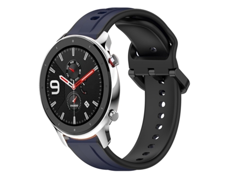 Correa Smartwatch para Amazfit GTR 4 Pro 22mm Silicona Bicolor con Bucle Convexo (Azul Medianoche + Negro)