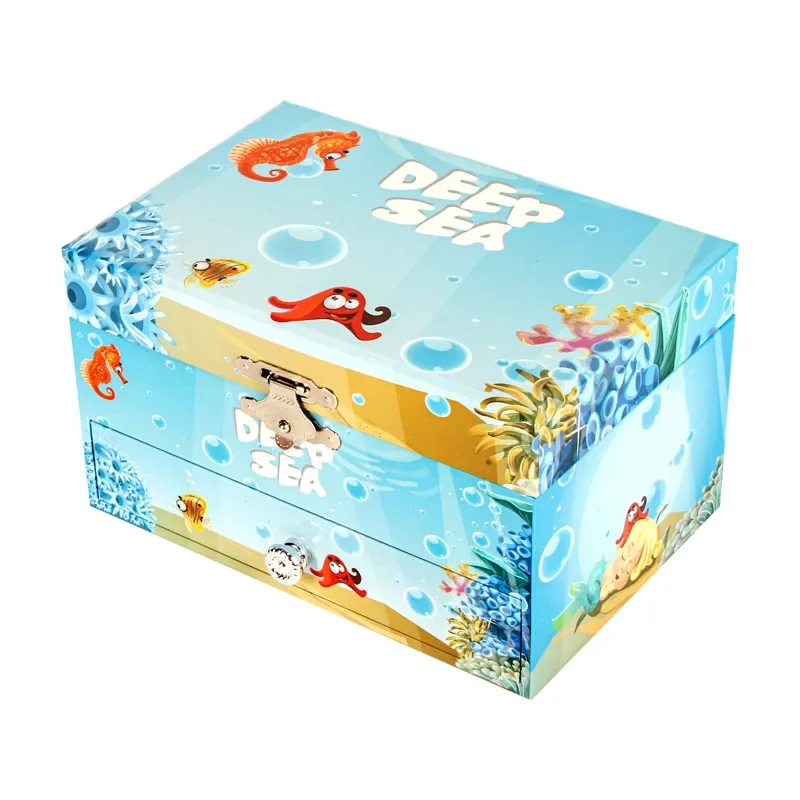 (Estilo 1) Caja de música de 12,7 cm con temática submarina, caballito de mar, sirena y ballet.