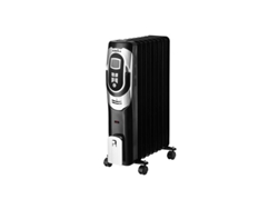 Radiador De Aceite 2000w 9 Elementos Negro Plata 3 Potencias Termostato Regulable Temporizador Ruedas Luz Indicadora 62x41,5x24c