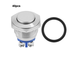 40 Piezas Llave De Presión Momentánea De Metal 16mm Impermeable Auto-reset De Cabeza Alta 2-pin