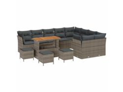 Maison Exclusive - Conjunto De Sofá De Jardín Con Cojín Manual 13 Pcs Gris