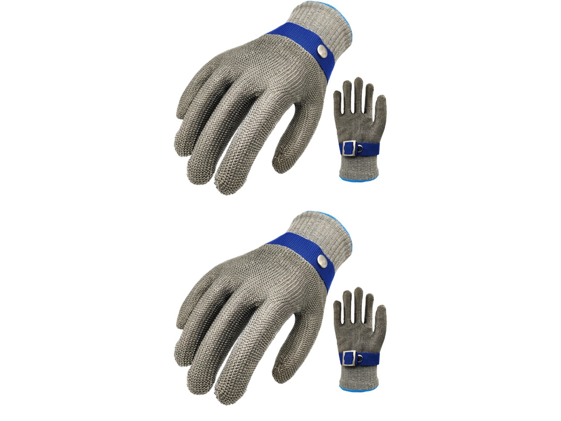 Guantes Resistentes A Cortes Chronus Gs, De Acero Inoxidable, Nivel 5, Para Cocina (gris, 2 Pares, Xl)